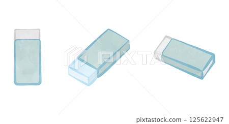 Cute eraser illustration set Blue version 125622947