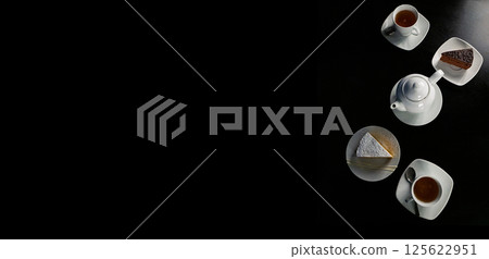 Elegant Tea Time with Cake and Copy Space 125622951