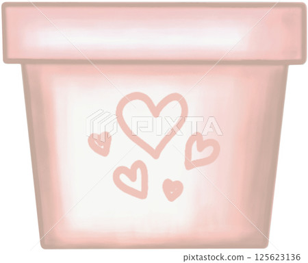 Lovely style and colors with hearts pattern of pink ceramic pot for grow plant. 125623136
