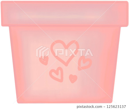 Lovely style and colors with hearts pattern of pink ceramic pot for grow plant. 125623137