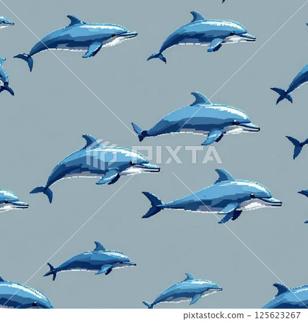 可愛的像素藝術 - 海豚線郵票風格 - Sulky 125623267