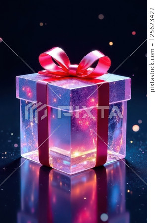 Glowing gift box with cosmic illumination Glowing gift box with cosmic illumination 125623422