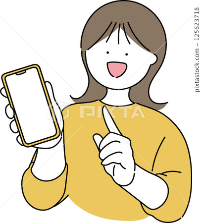 Woman showing smartphone screen_Natural Woman showing smartphone screen_Natural 125623718