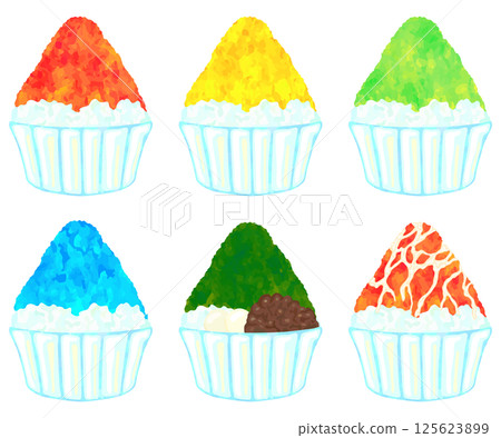 Shaved ice illustration set vector material Shaved ice illustration set vector material 125623899