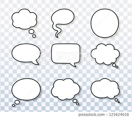 blank comic speech bubbles set with transparent background vector, 125624038