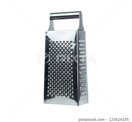 Metallic kitchen grater isolated on a white background Metallic kitchen grater isolated on a white background 125624205