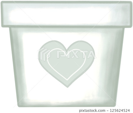 Lovely style and colors with hearts pattern of white ceramic or terracotta pot for growing plants. 125624524