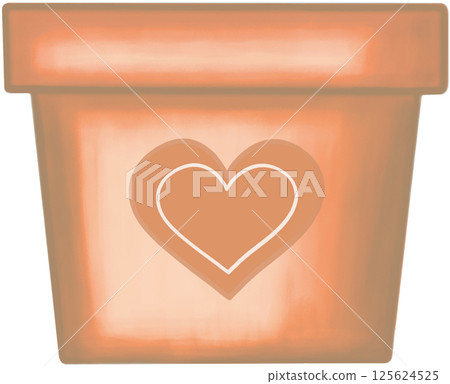 Lovely style and colors with hearts pattern of brown ceramic or terracotta pot for growing plants. Lovely style and colors with hearts pattern of brown ceramic or terracotta pot for growing plants. 125624525