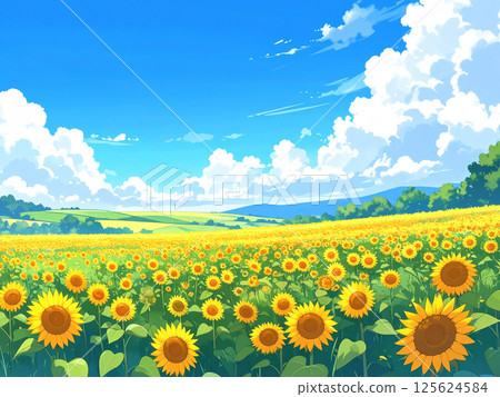 藍天和向日葵領域 125624584