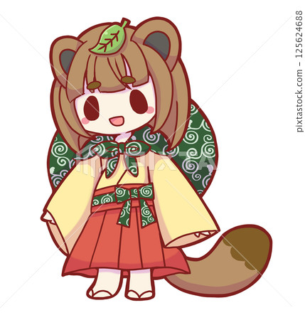 身披風呂敷的浣熊女孩 125624688