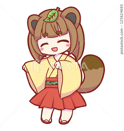 微笑的浣熊女孩 125624693