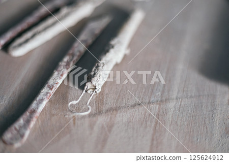 Close up Tools for forming clay on background 125624912