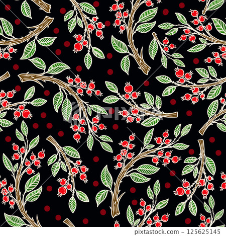 Seamless pattern with cranberries. 125625145