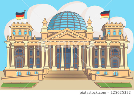Reichstag building Berlin Germany illustration 125625352