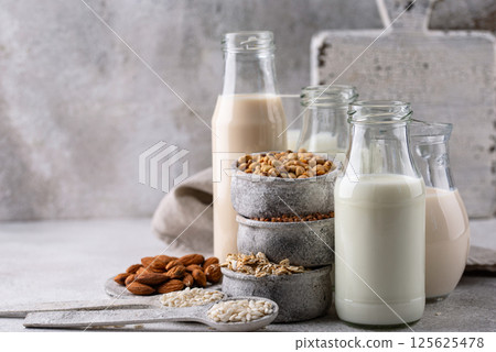 Plant based vegan non dairy alternative milk Plant based vegan non dairy alternative milk 125625478