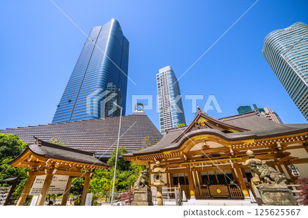 The cityscape of Tokyo in Japan, overlooking Azabudai Hills, Hachiman Shrine, etc. The cityscape of Tokyo in Japan, overlooking Azabudai Hills, Hachiman Shrine, etc. 125625567