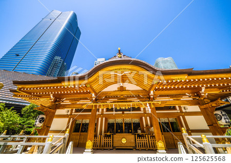 日本東京的城市景觀，俯瞰麻布台之丘、八幡神社等。 125625568