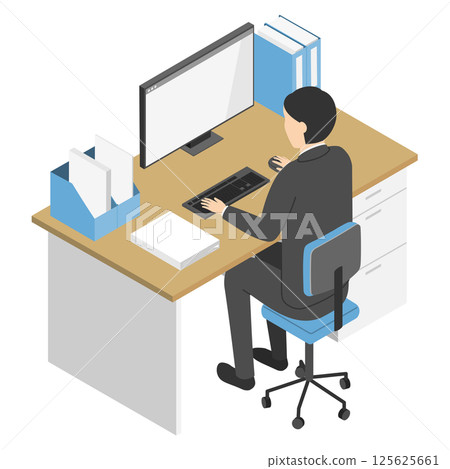 Man working on a computer - Isometric 125625661