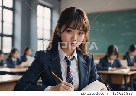 微笑的女學生AI 微笑的女學生AI 125625888