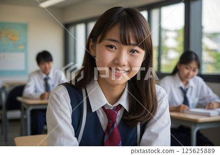 微笑的女學生AI 微笑的女學生AI 125625889