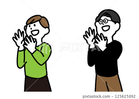 一組男人和女人鼓掌的插圖 一組男人和女人鼓掌的插圖 125625892