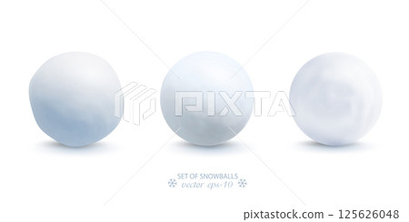 Set of snowballs isolated on white background . Snow ball ice vector .New year banner . 125626048