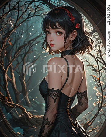 Woman in blue dress 125626652