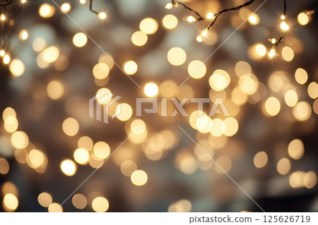 Warm festive golden bokeh lights glowing softly in the background. Abstract blurred light circles create magical atmosphere. Cozy holiday mood, perfect for Christmas, New Year, or celebration themes. Warm festive golden bokeh lights glowing softly in the background. Abstract blurred light circles create magical atmosphere. Cozy holiday mood, perfect for Christmas, New Year, or celebration themes. 125626719