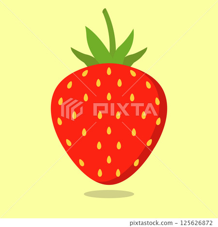 Cartoon bright natural strawberrys isolated on yellow. 125626872