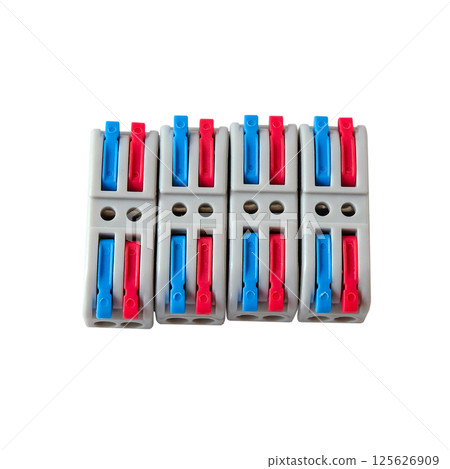 wire connector terminal block ,electrician installs a junction box. wire connector terminal block ,electrician installs a junction box. 125626909