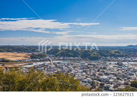 Cityscape and Miyakoda River as seen from Hosoe Park in Hamamatsu City (Shizuoka Prefecture) 125627015