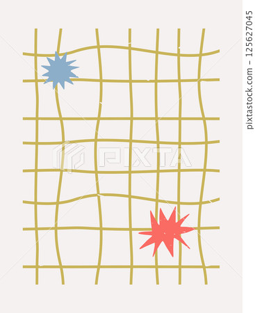 Mustard Colored Grid Retro Poster Template with Stars Mustard Colored Grid Retro Poster Template with Stars 125627045
