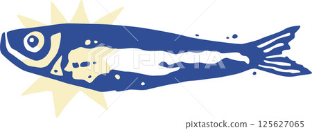 Sardine Silhouette Block Print or Stamp Vector Illustration Sardine Silhouette Block Print or Stamp Vector Illustration 125627065