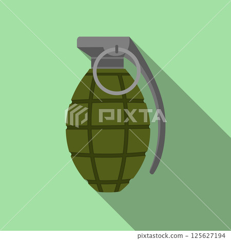Hand grenade flat style isolated on green. 125627194