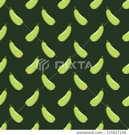 Zucchini seamless pattern isolated on black background. 125627198