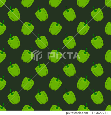 Seamless pattern with green pepper in different positions. 125627212