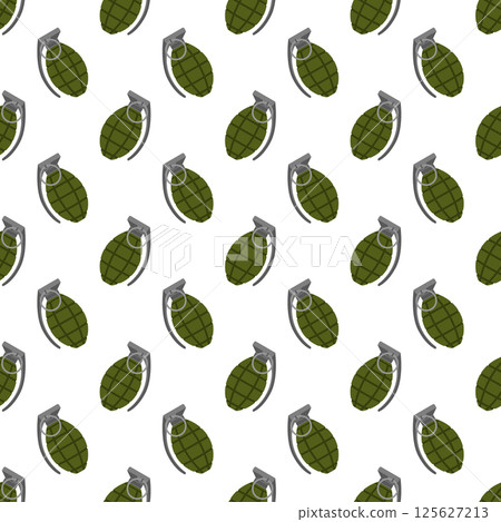 Grenade on seamless vector pattern. Grenade on seamless vector pattern. 125627213