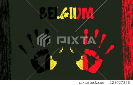 Vector flag of Belgium with a palm Vector flag of Belgium with a palm 125627236