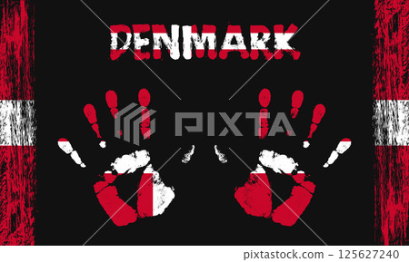 Vector flag of Denmark with a palm Vector flag of Denmark with a palm 125627240
