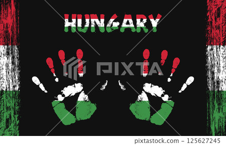Vector flag of Hungary with a palm Vector flag of Hungary with a palm 125627245