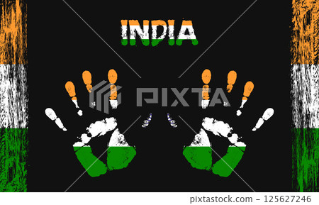 Vector flag of India with a palm Vector flag of India with a palm 125627246