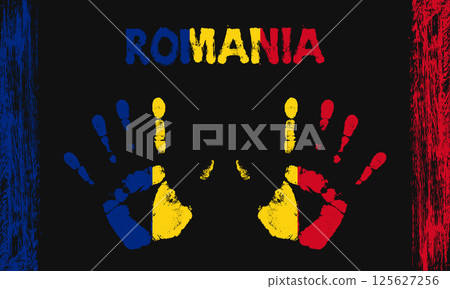 Vector flag of Romania with a palm 125627256