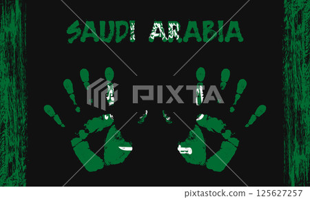 Vector flag of Saudi Arabia with a palm Vector flag of Saudi Arabia with a palm 125627257