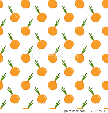 Seamless pattern onion on a white background. 125627531