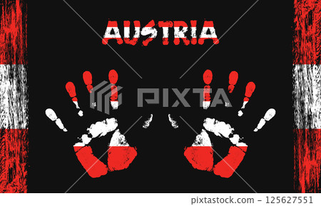 Vector flag of Austria with a palm Vector flag of Austria with a palm 125627551