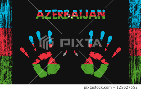 Vector flag of Azerbaijan with a palm 125627552