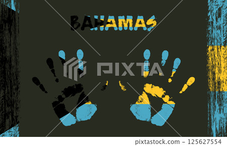 Vector flag of Bahamas with a palm 125627554