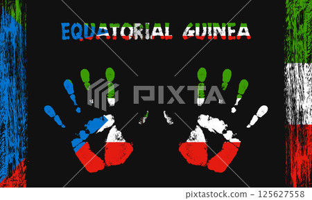 Vector flag of Equatorial Guinea with a palm 125627558