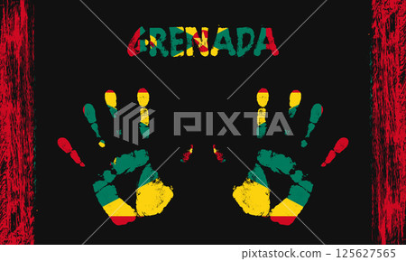 Vector flag of Grenada with a palm 125627565