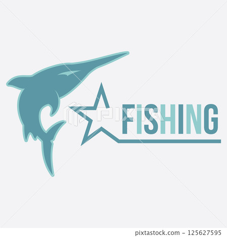 Blue marlin fishing vector logo design 125627595